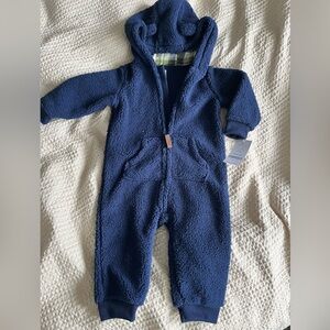 Carters Navy hooded fleece bunting and pjs
